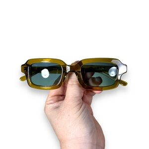 Crap Eyewear The Lucid Blur Square Olive Frames Blue Lens Sunglasses